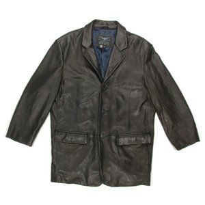 Vintage 1990s Top Gun Italian Lamb Soft Leather Black Coat Jacket Men's XL /066